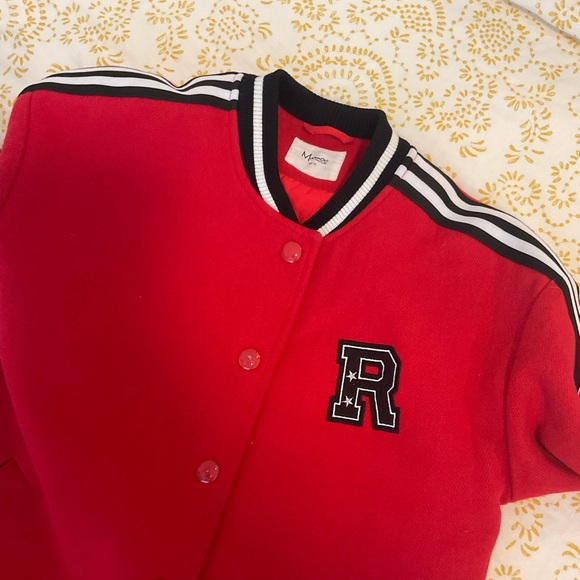 Long Red Wool Baseball Jacket - Picture 6 of 6